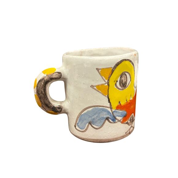 Hand Painted Desimone Italy 13 Signed Vintage Bird Art Pottery Cup and Saucer - Picture 4 of 6